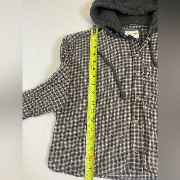 American Eagle Cropped Flannel Woman’s Size XS Oversized Hoodie - Picture 8 of 13
